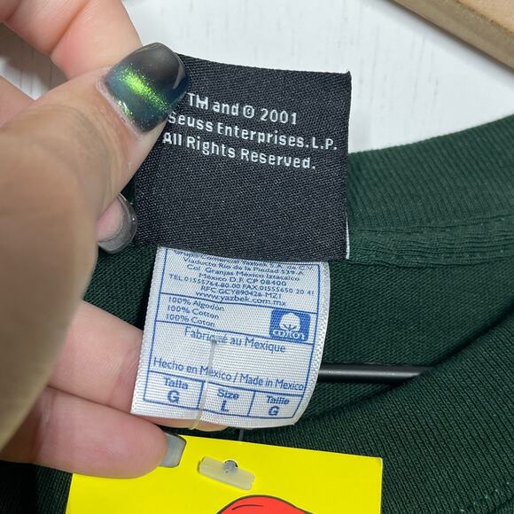 NEW Vintage Dr. Seuss T-Shirt Men's Size Large Green Don't Be A Grinch Deadstock - Picture 5 of 8